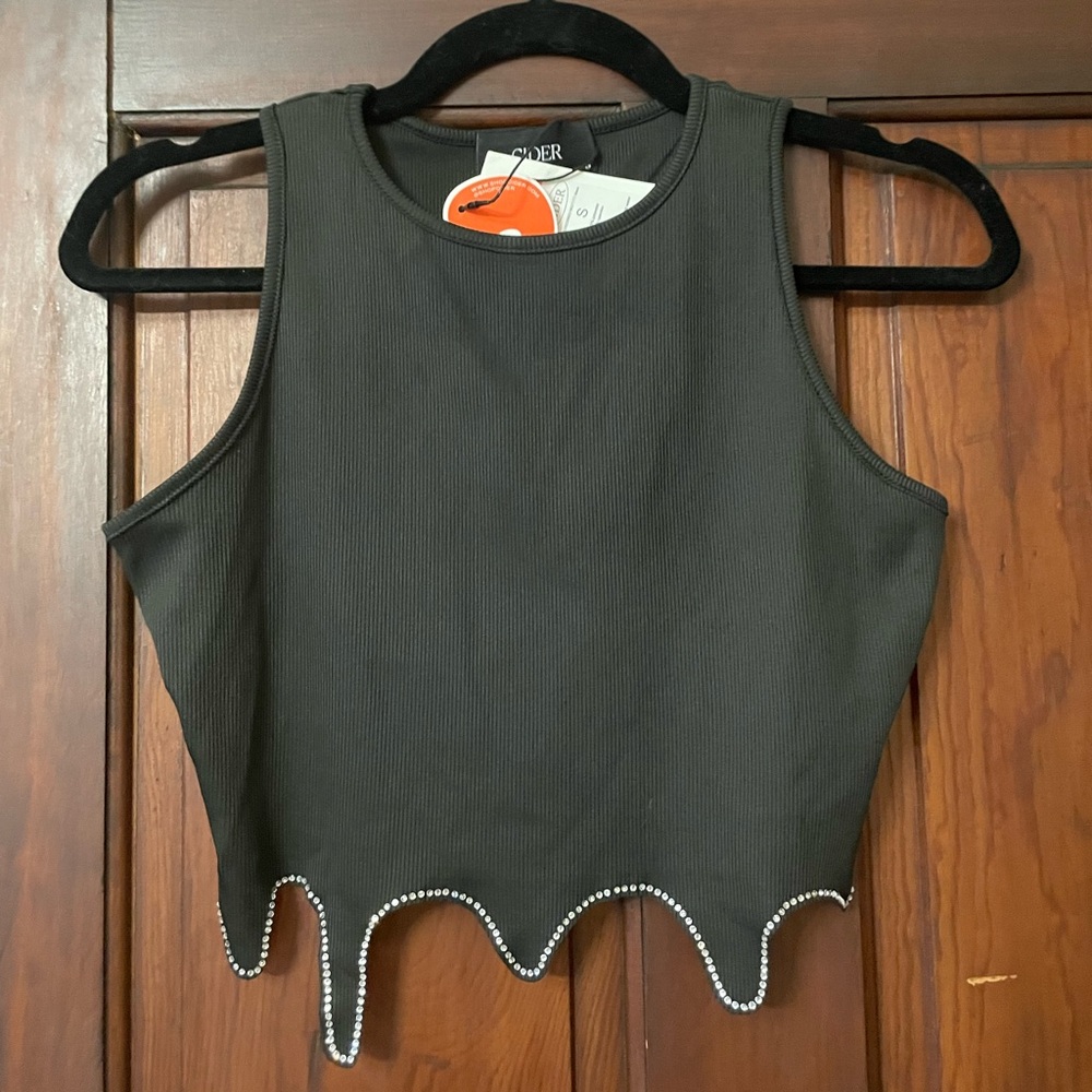 Drippy rhinestone crop top